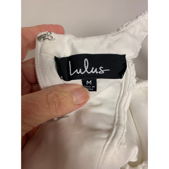 Lulus Mini Dress White Crochet Lace Romantic Dainty Coquette Womens SZ M - Picture 6 of 11